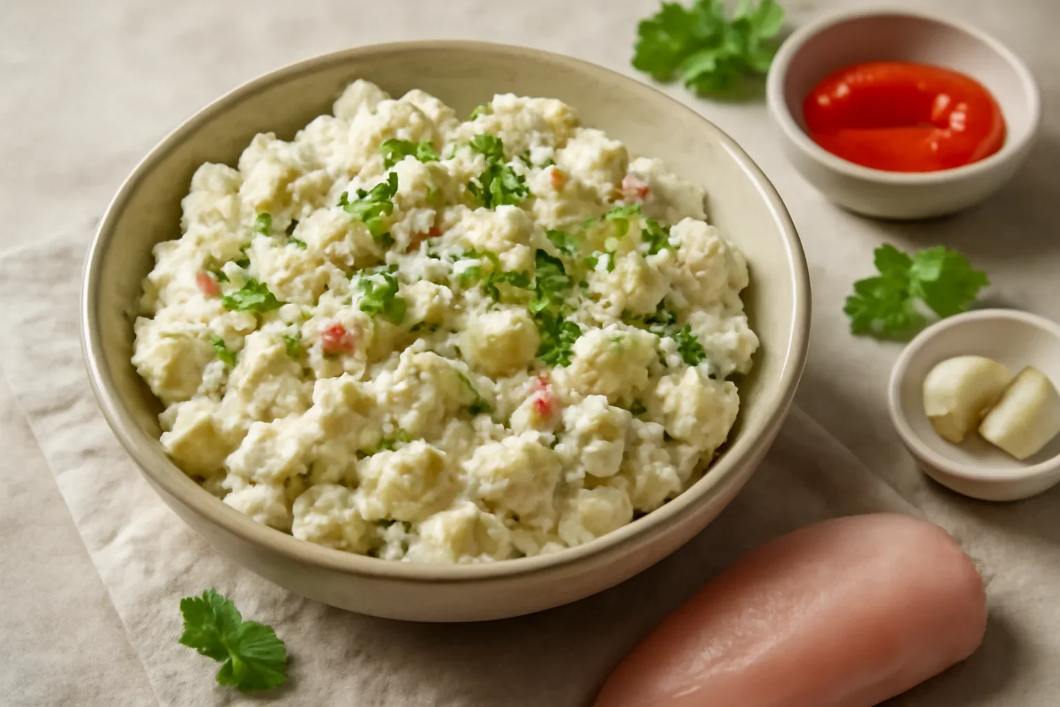 Salata de conopida cu piept de pui si maioneza