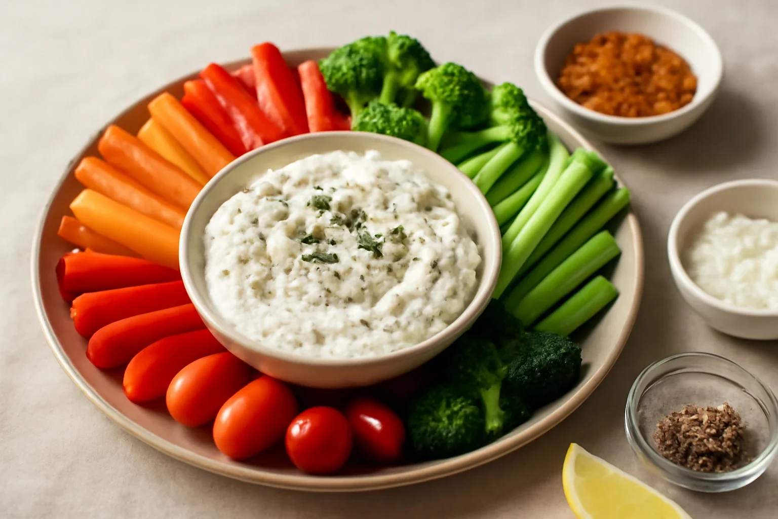 Dip de brânză de vaci cu legume