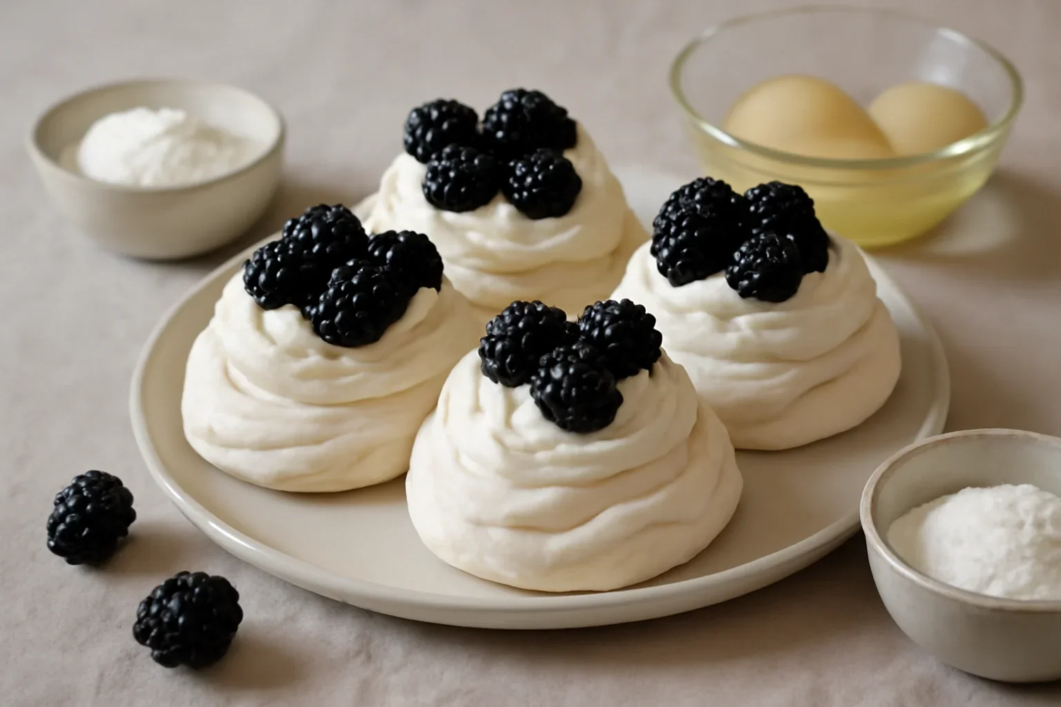 Mini pavlova cu fructe de padure