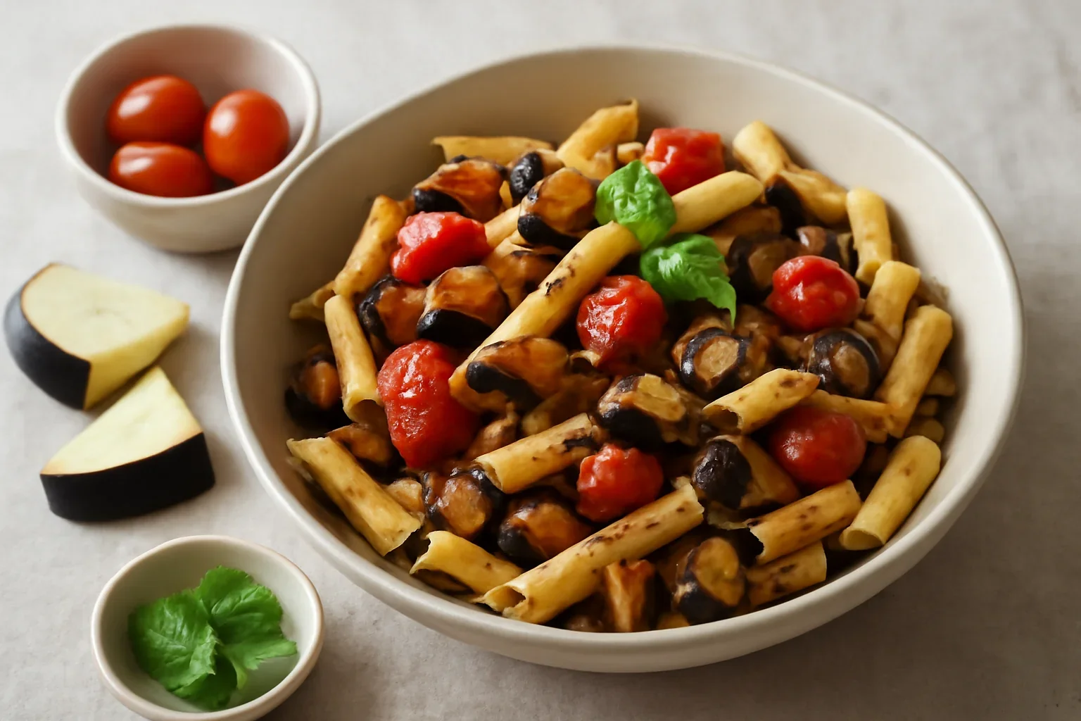 Paste cu vinete si rosii cherry